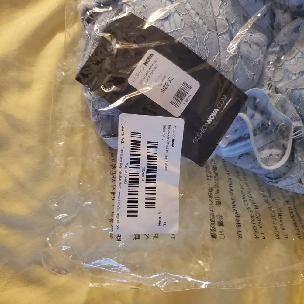 Fashion Nova | Undeniable Attraction Lace Bodysuit | Light Blue | Size XL | NWT - Picture 11 of 12